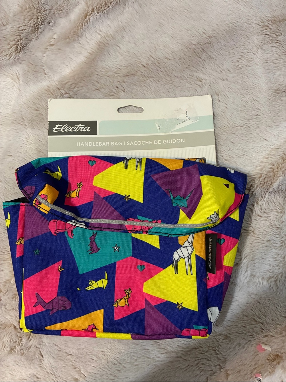 Kids Handlebar Bag in Multicolor Geometric Origami Print